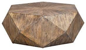 Natural oak large oval wood coffee table with shelf. Faceted Large Round Light Wood Coffee Table Modern Geometric Block Solid Rustic Coffee Tables By My Swanky Home Um25423msh Houzz