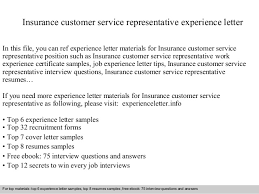 Insurance Customer Service Representative Experience Letter