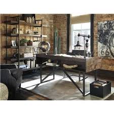 Set the tone of your work environment. Signature Design By Ashley Starmore H633 27 Modern Rustic Industrial Home Office Desk With Steel Base Sam Levitz Furniture Table Desks Writing Desks