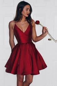 Burgundy Short Cute Simple Spaghetti Straps Homecoming Dress Ok201 Red Homecoming Dresses Simple Homecoming Dresses Satin Homecoming Dress
