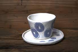 てびねりcup saucer ドーナツ 陶器 お皿 カップ