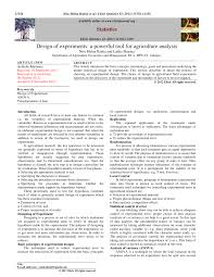 PDF) Design of experiments- a powerful tool for agriculture analysis