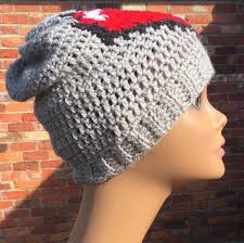 Big Heart Crochet Beanie, Red & Purple Beanie, Tween/child Red Pixel Heart  Hat, 8-bit Heart Crochet Tween Beanie, 1980s Retro Crochet Hat