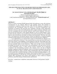 For example, if the job is in an auditing or accounting. Doc The Selection Practices And Recruitments Of Fresh Graduates In Local Organisation S Job Interview Journal Of Language And Communication Upm And Hee Sio Ching Academia Edu