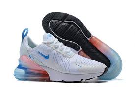 Nike Air Max 270 Flyknit White Blue Multi Color Women S Casual Shoes Nike Air Max For Women Nike Air Shoes Nike Shoes Women