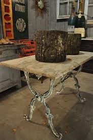 Antique French Garden Bistro Table With Green Iron Base And Marble Top Sold Bistro Table Iron Base Table French Antiques