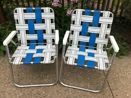 Or, if you have some. Lot Of 2 Vintage Aluminum Blue White Webbed Folding Lawn Chairs Glamping Sunbeam Ebay