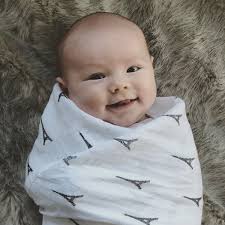 Jeni and Jane Muslin Cotton Paris Baby Swaddle Blankets Set of 2