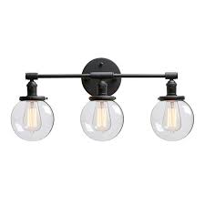 Phansthy 3 Light Wall Sconce Bathroom Vanity Light Black Sconce Light Fixture With 5 6 Inches Round Glas Wall Sconce Lighting Wall Lights Sconce Light Fixtures