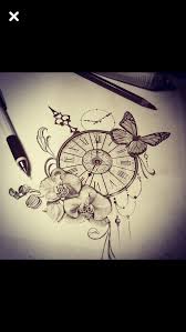 Uhr Blumen Schmetterling Vorlage Tattoo Ideen Uhr Tatowierungen Inspirierende Tattoos