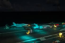 Sailors Perform Night Operations On The Flight Deck Of The Uss Ronald Reagan Cvn 76 In 2020 Navy Life Navy Sailor Best Sunset