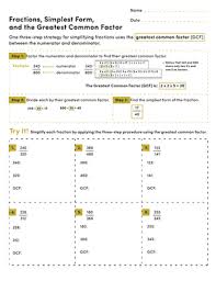 equivalent fractions and greatest common factors worksheet education com