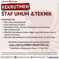 Check spelling or type a new query. Lowongan Kerja Staff Umum Dan Teknik Pt Lion Mentari Airlines Tangerang