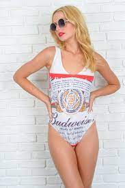 Vintage 80s Budweiser Swimsuit Novelty Beer Swim Suit One Etsy Swimsuits Cute Bathing Suits Bathing Suits One Piece