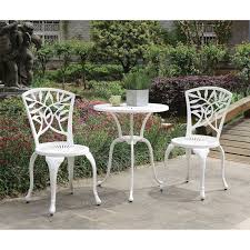 Transitional Style Table Set Of 1 Table And 2 Chairs With Cabriole Legs White Benzara Aluminum In 2020 Patio Table Set Outdoor Bistro Table Sets Bistro Table Set