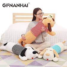 1pc 90cm Cartoon Big Head Dog Plush Toy Stuffed Soft Animal Cute Lie Dog Giant Sleeping Comfortable Pillow Bi Pillow Crafts Birthday Gifts For Kids Fabric Toys