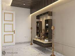 You can use a living room corners to set up a home temple. 5 X7 Hermes Modern Pooja Unit Houzlook