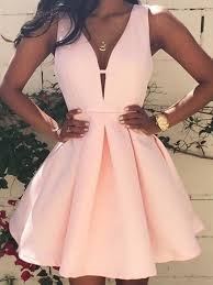 Pink V Neck Cute Simple Cheap Short Homecoming Dresses Under 100 Cm39 Loverbridal Vestidos Vestidos Curtos Para Casamento Bailes Curtos