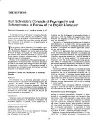 Pdf Kurt Schneider S Concepts Of Psychopathy And Schizophrenia A Review Of The English Literature