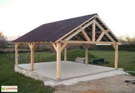 Carport Bois Contrecolle Double Pente 30 Avec Bardeau Bitume 5x6m Carport Bois Pavillon De Jardin Jardin Belvedere