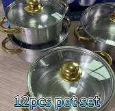 TIANKANG Manufacturer Custom 12Pcs Stainless Steel Induction Cooking Pot  Cook Ware Cookware Set with Glass Lid