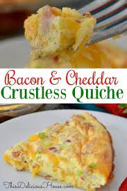 Bacon Cheddar Crustless Quiche This Delicious House Recipe Breakfast Quiche Recipes Quiche Recipes Easy Quiche Recipes