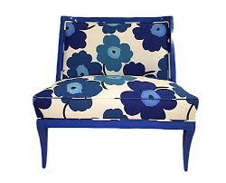 Vintage Marimekko Blue Floral Print Chair Patterned Chair Floral Print Chair Floral Chair