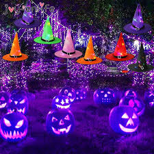 Halloween scary outdoor decorations and front porch ideas dress up your yard with a number of zombies clawing out of the ground, just waiting to find an unsuspecting victim! Halloween Decoration Led Glowing Lights Witch Hats Halloween Costume Props Halloween Outdoor Tree Garden Hanging Glow Party Party Diy Decorations Aliexpress