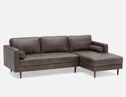 Structube Grey Schnittsofa Aus 100 Leder Nach Rechts Kinsey Leather Sectional Sofa Sectional Sofa Leather Sectional Sofas
