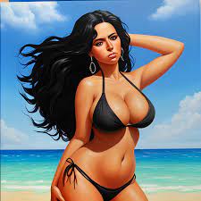Make a beautiful latina in a bikini with big boobs and black hai... -  Arthub.ai