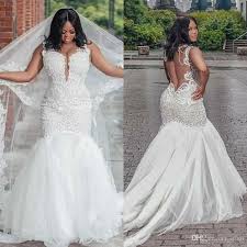 Mermaid wedding bridal dresses white ivory gowns lace up appliques off shoulder. Fabulous Lace African Mermaid Wedding Dresses Plus Size Custom Made Open Back Court Train Tulle Applique Beads Wedding Gowns Simple Wedding Gowns Uk Wedding Dresses From Ofun 149 38 Dhgate Com