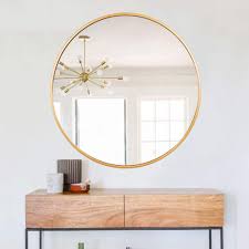 27 56 Inch Large Round Wall Mirror Contemporary Circle Mirror For Accent Bedroom Living Room Entryway Metal Gold Frame Mirror China Vanity Mirror Round Wall Mirror Made In China Com