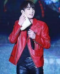 Pin By Emiliazakja On Bts Jeon Jungkook Taekook Bts Red Leather Jacket