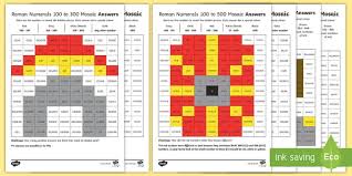 Value, 1000, 900, 500, 400, 100, 90, 50, 40, 10, 9, 5, 4, 1 . Roman Numerals To 1000 Maths Mosaic Worksheets