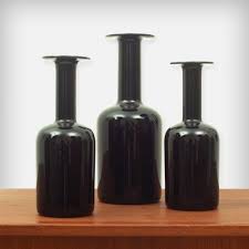For Sale Set Of 3 Black Glass Gulvvase Vases By Otto Breuer For Kastrup Holmegaard 1960s Vase Black Glass Glass Vase