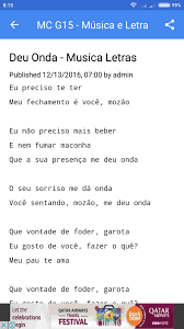Mc g15 deu onda apk. Letras De Mc G15 Deu Onda Para Android Apk Baixar