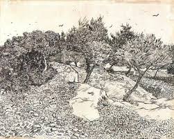 Vincent Van Gogh Olive Trees Montmajour 1888 Pencil Pen Ink Van Gogh Drawings Van Gogh Olive Trees Van Gogh Landscapes