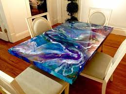 Mesmerizing Acrylic And Resin Swirl Table Brings The Universe To The Dining Room Resin Table Top Diy Table Top Resin Furniture
