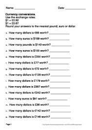 Currency Conversions Worksheets