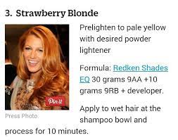 Strawberry Blonde Redken Formula Redken Hair Color Hair Color Formulas Redken Hair Products