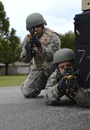 Airmen 1st Class Michael Garcia And Jonathan Hodges 6th Logistics Readiness Squadron Vehicle Operators Secure The Area During Combat Convoy Training N Militer