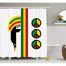 Jamaican Shower Curtain Abstract Minimalist Rastaman With Peace Symbols Caribbean Culture Inspired Print F Minimalist Bathroom Minimalist Decor Bathroom Sets