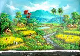 Contoh gambar pemandangan gunung yang indah dan mudah ditirukan. Lukisan Pemandangan Kampung Yang Mudah Cikimm Com