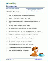 Students can work in pairs or work with students one on one. Comma Practice Worksheets K5 Learning