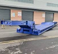 Heavy Duty 60ton/80ton/100ton 3/4/5 Axle Low Flatbed/Lowboy /Lowbed/Low  Loader/Low-Bed Truck Semi Trailer with Hydraulic Ladder for Machinery  Transport