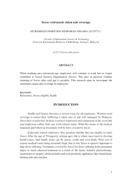 Hsp will screen for diseases such as cardiovascular diseases, diabetes as well as cervical and breast cancer. Pdf Socso Retirement Claim And Coverage