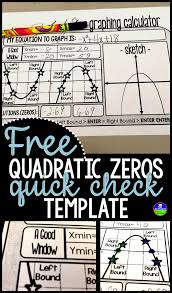 free quadratic zeros quick check template quadratics solving quadratics school algebra quadratic zeros quick check template