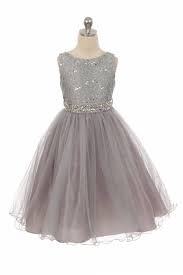Silver Sleeveless Shiny Tulle Flower Girls Dress With Beaded Waist Flower Girl Dresses Tulle Grey Flower Girl Dress Wedding Dresses For Girls
