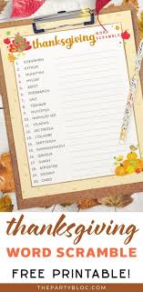 Unscramble the words below to complete the verse. Free Thanksgiving Word Scramble Answer Key The Party Bloc