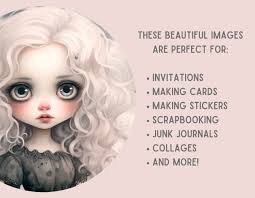 Watercolour Pastel Big Eyed Girl Clipart Pop Surreal Artwork PNG Digital  Image Downloads for Card Making Scrapbook Junk Journal Paper Crafts